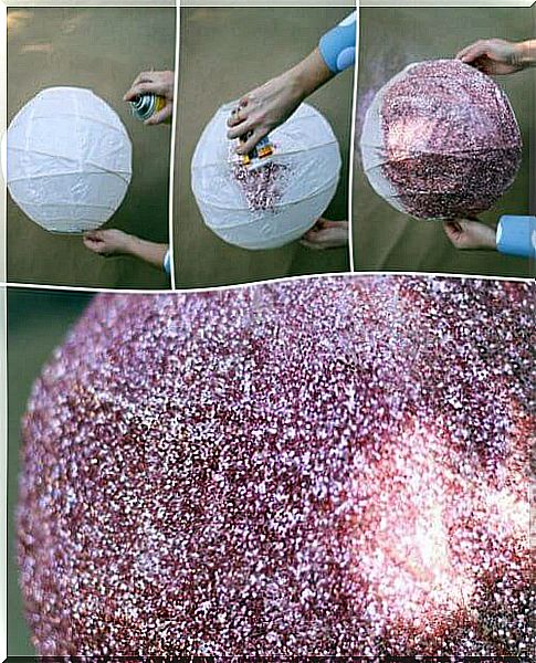 self-decorated paper lamp with glitter