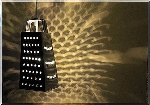 Cheese grater as an original decorative lamp