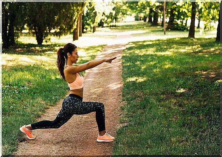 Woman does sports against stress and nervousness