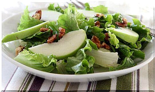 Delicious salad with green apples and celery