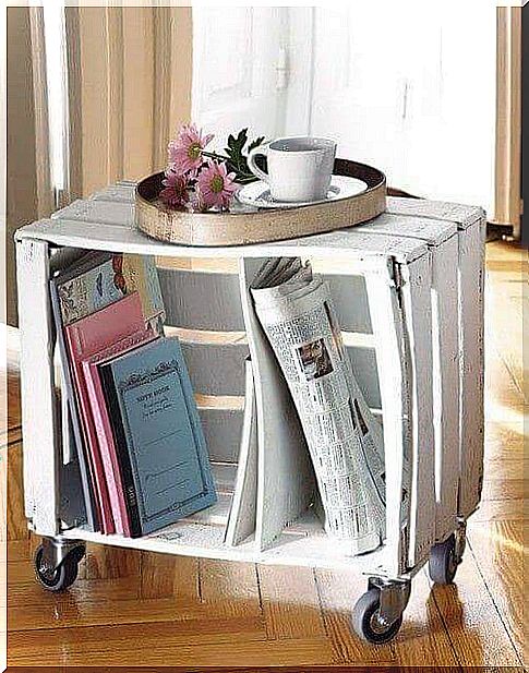 Table made from old boxes